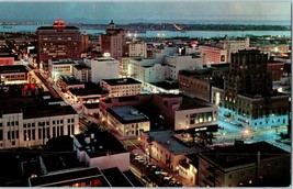 Aerial View Downtown San Diego California at Night with Old Cars Postcard - £8.87 GBP