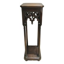 Large Antique Gothic Revival Oak Pedestal Stand c. 1880&#39;s - $1,183.05