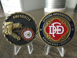 Lot of 2 Challenge Coins Dallas Fire Dept Special Operations &amp; Firefighter Skull - £28.56 GBP