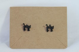 Earrings (New) Black Cat - Black Stud Earrings - 3/8&quot; - £4.46 GBP