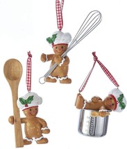 Kurt Adler Cute Chef Gingerbread 3.5” Resin Ornaments | Set of 3 - £25.31 GBP