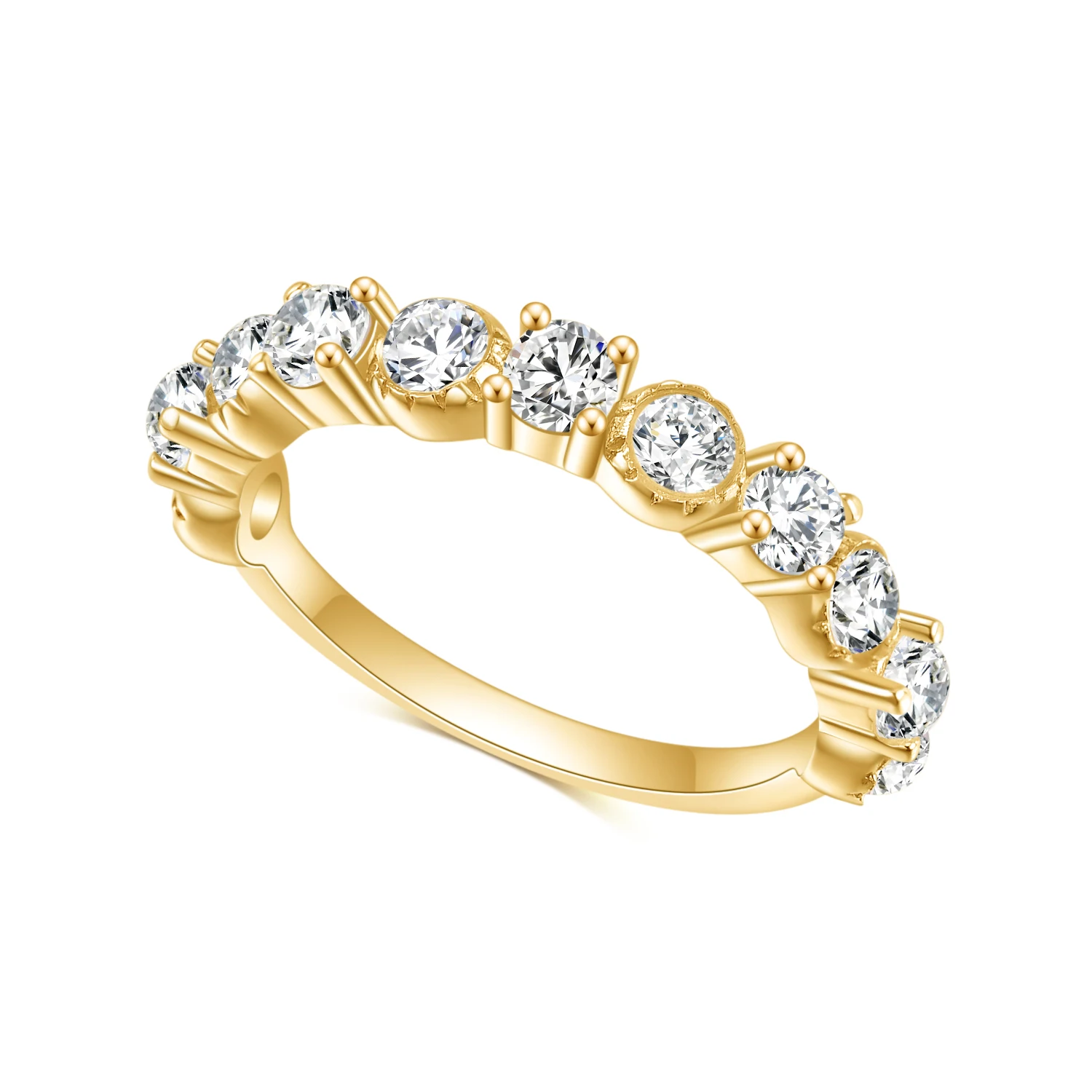 Gold Wedding Band Rings Luxe Anthology Round Cut Brilliant Colorless Moi... - £53.92 GBP