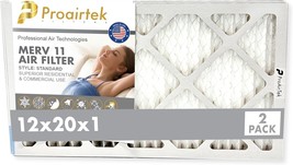 Proairtek AF12201M11SWH Model MERV11 12x20x1 Air Filters (Pack of 2) - £13.36 GBP