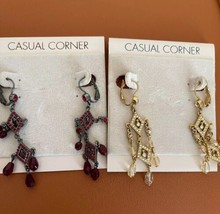 2 Pair Casual Corner Multicolor Studded Turkish Cluster Chandelier Earrings NEW - £9.70 GBP