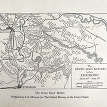 Map 1930 Seven Days Battle Richmond 5.5 x 9&quot; Virginia History Ephemera DWEE2 - £16.05 GBP