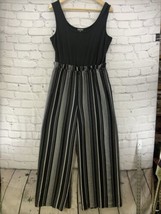 Lily Rose Jumpsuit Womens Sz L Black White Stripes Pants Casual - $19.79