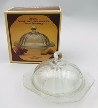 Vintage Indiana Glass Round Covered Butter Cheese Dish Plate Recollection NIB - £16.75 GBP