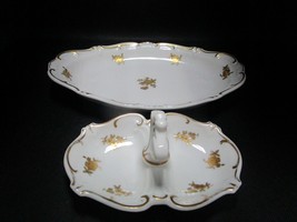 Weimar Germany fine bone china Katarina pattern oval tray and double dis... - $64.35