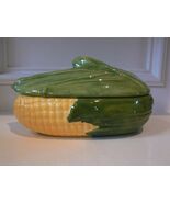 Ceramic Yellow Ear of Corn Casserole / Serving Dish with Lid Corncob Nice! - $23.71