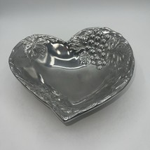 ARTHUR COURT 2001 Heart Shaped 10&quot; x 9&quot; Metal Bowl With Grapevine Decora... - £16.49 GBP