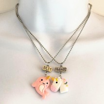 2 pc Best Friends Unicorn Narwal BFF Friendship Necklaces Kids Jewelry Set  image 2