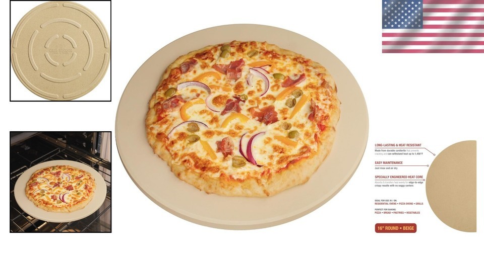 Premium 16-Inch Round Pizza Stone with Even Heat Distribution for Perfect Baking Item image 2