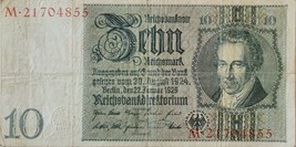 GERMANY 10 MARK REICHSBANKNOTE 1929 VERY RARE NO RESERVE - $9.46