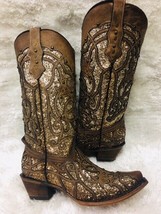 Ladies Corral Boots C3331 Orix Glitter Inlay &amp; Studs~Snip Toe~Western Boots - £215.54 GBP