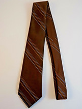 Wash &#39;N Wear Wemlon by Wembley Mens Necktie Tie 56&quot; Brown w/ thin Blue S... - $9.89