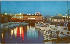 Fisherman&#39;s Wharf Fishing Fleet Tied up a Night California Postcard - £4.60 GBP