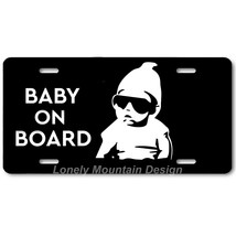 Cool Baby on Board Inspired Art on Black FLAT Aluminum Novelty License Tag Plate - £14.15 GBP