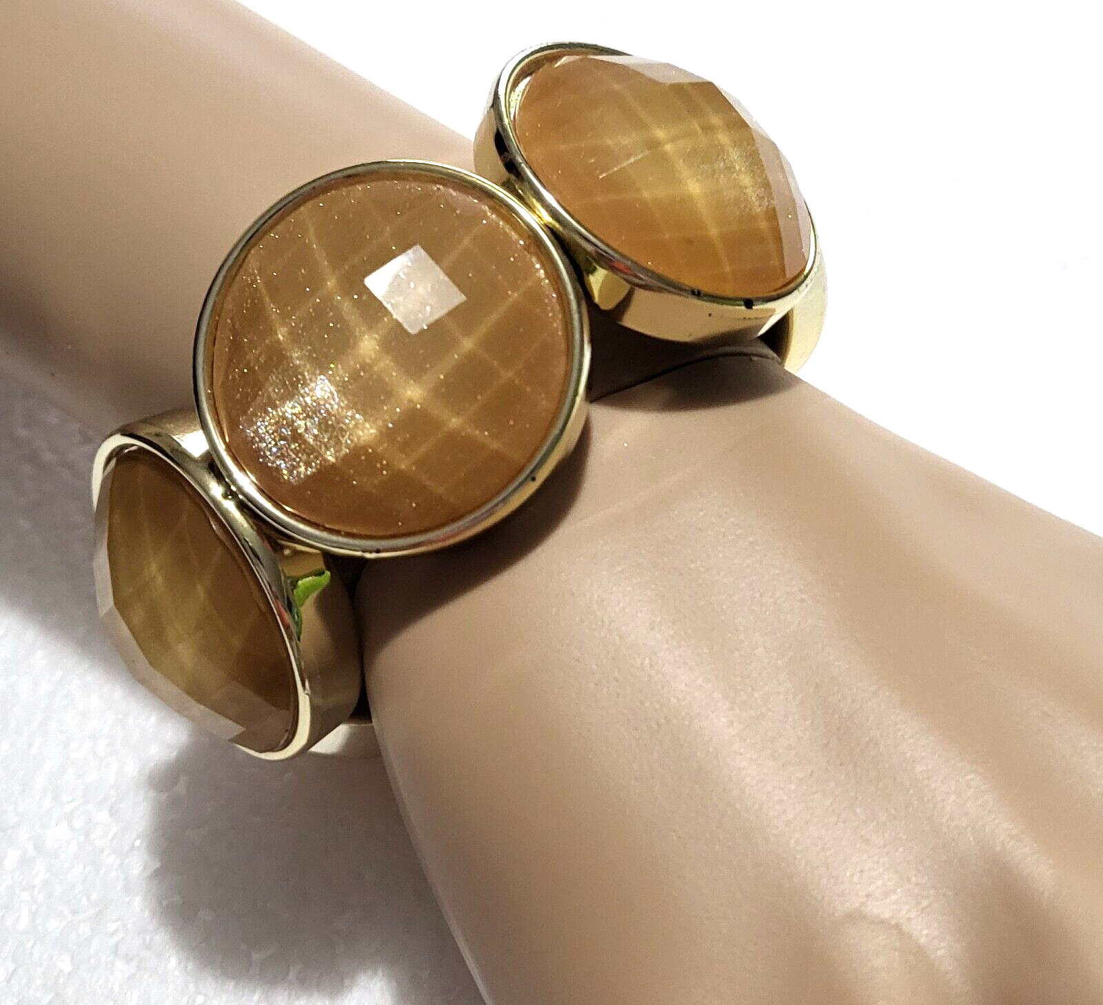 Fashion Sparkle Tan/Gold Tone Stretch Bracelet - $8.50