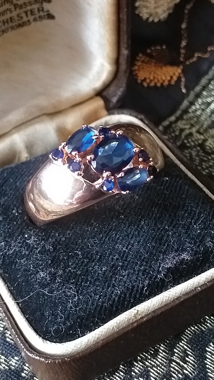 Vintage 1990-s 14 Ct Rolled Gold Sapphire Ring Size UK R US 8 1/2 - Hall... - $84.15
