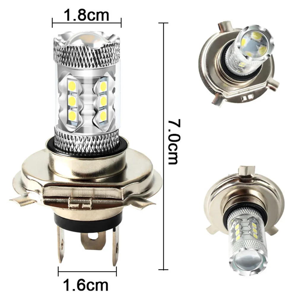 LED Bulb H4 Fog Lights Beam HB2 Headlight 80W 9003 Aluminum Hi/Lo Lamp Motorcy - £14.32 GBP