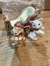 Fitz and Floyd Cat and Dog on Sleigh Salt and Pepper Shakers - $34.64