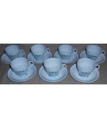 Set (7) Booths Blue Mist CANTERBURY - GREEN PATTERN Cups/Saucers ENGLAND - $49.49