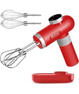 Cordless Rechargeable Hand Mixer w/ Whisks, Beaters, USB-C, Red, 6-Speed - $1,107.02 MXN