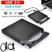 Black External Usb 2.0 Region Free Dvd Burner Slim Cd-Rw Rom Combo Playe... - $41.99