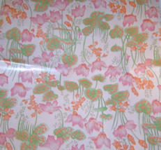  Vintage 1960&#39;s Gift Wrapping Paper Water Lily Flowers Pink Orange Green... - £7.96 GBP