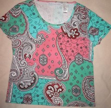 First Issue Liz Claiborne Company Cotton Paisley Top Size L New Without Tag - £4.69 GBP