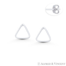 9mm Round-Edge Triangle Stud Earrings w/ Push-Back Posts in .925 Sterling Silver - £11.55 GBP