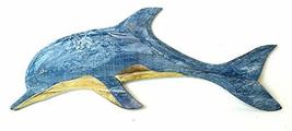 World Bazzar Hand Carved Blue White Wash Wood Dolphin Wall Art Hanging Tropical N - £23.69 GBP