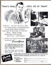 1959 Print Ad French National Railroads Eurailpass Passengers in Train Car - £6.48 GBP