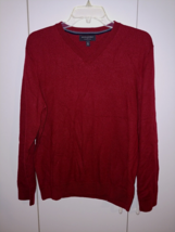 BANANA REPUBLIC MENS RED 100% MERINO WOOL V-NECK PULLOVER SWEATER-XL-GEN... - £11.18 GBP