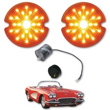 1953-1962 Chevy Corvette Amber LED Park Light Turn Signal Lamp Lens Flasher Pair - £60.76 GBP