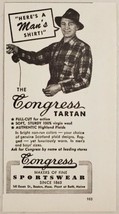 1947 Print Ad Congress Tartan Virgin Wool Sportsman&#39;s Shirt Boston,MA Ba... - $8.98