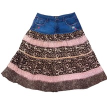 Vintage Y2K Hippy Boho Tiered Design Jean Skirt Original Squeeze Jeans s... - $894.71 MXN