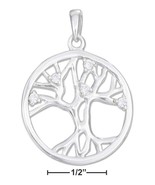 Life Pendant Sterling Silver High Polish Tree Of Life Pendant with Cubic... - £36.67 GBP