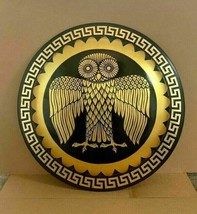 Medieval Athenian Owl Shield Steel Authentic Greek Hoplite Shield For Cosplay - £262.87 GBP