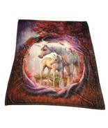 Unicorn Mother and Foal Blanket Plush Throw 50”x60” Purple Pink Magical - £22.84 GBP