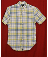 RALPH LAUREN Men&#39;s S Classic Fit Oxford Plaid Button Up Shirt Yellow Whi... - $36.92 CAD