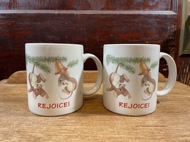 Pair Tom Allen Rejoice Happy Mice on Bells Christmas Holiday Spiritual Mugs - £13.59 GBP