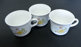 Corning Corelle Flat Coffee Cups Meadow Pattern Lot of Three Made in USA - £15.57 GBP