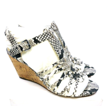 Isaac Mizrahi Simmer 2 Cork Wedge Strappy Sandals- White Multi Leather, US 10M - £25.51 GBP