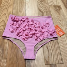 Kortni Jeane 3D Flower High Waisted Swim Bottoms Bubblegum Pink XL NWT - $48.50