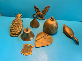 Vtg Collectible Mixed Brass Lot Bells Pineapple Paper Clip Eagle Goose C... - £31.89 GBP