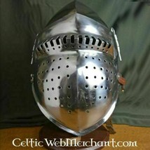 Medieval Bascinet Cerditos Cara Hounskull Klappvisor Casco Sca Larp 16ga Oferta - £256.49 GBP