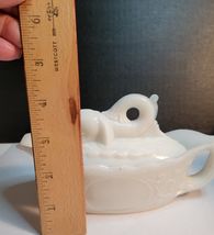 Milk Glass Covered Dolphin Gravy Boat image 12