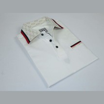 Men Sports Shirt DE-NIKO Short Sleeves Cotton Fashion Polo Shirt DBK113 White image 2