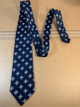 Blue White Snowflake Neck Tie-HABANDS Polyester Pointed 2.5”W Men’s VTG EUC - $4.95